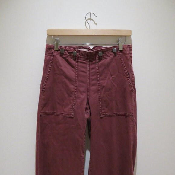 ANTHROPOLOGIE PILCRO The Kit High-Rise Wide-Leg Utility Trouser Pants in Maroon - Picture 3 of 14